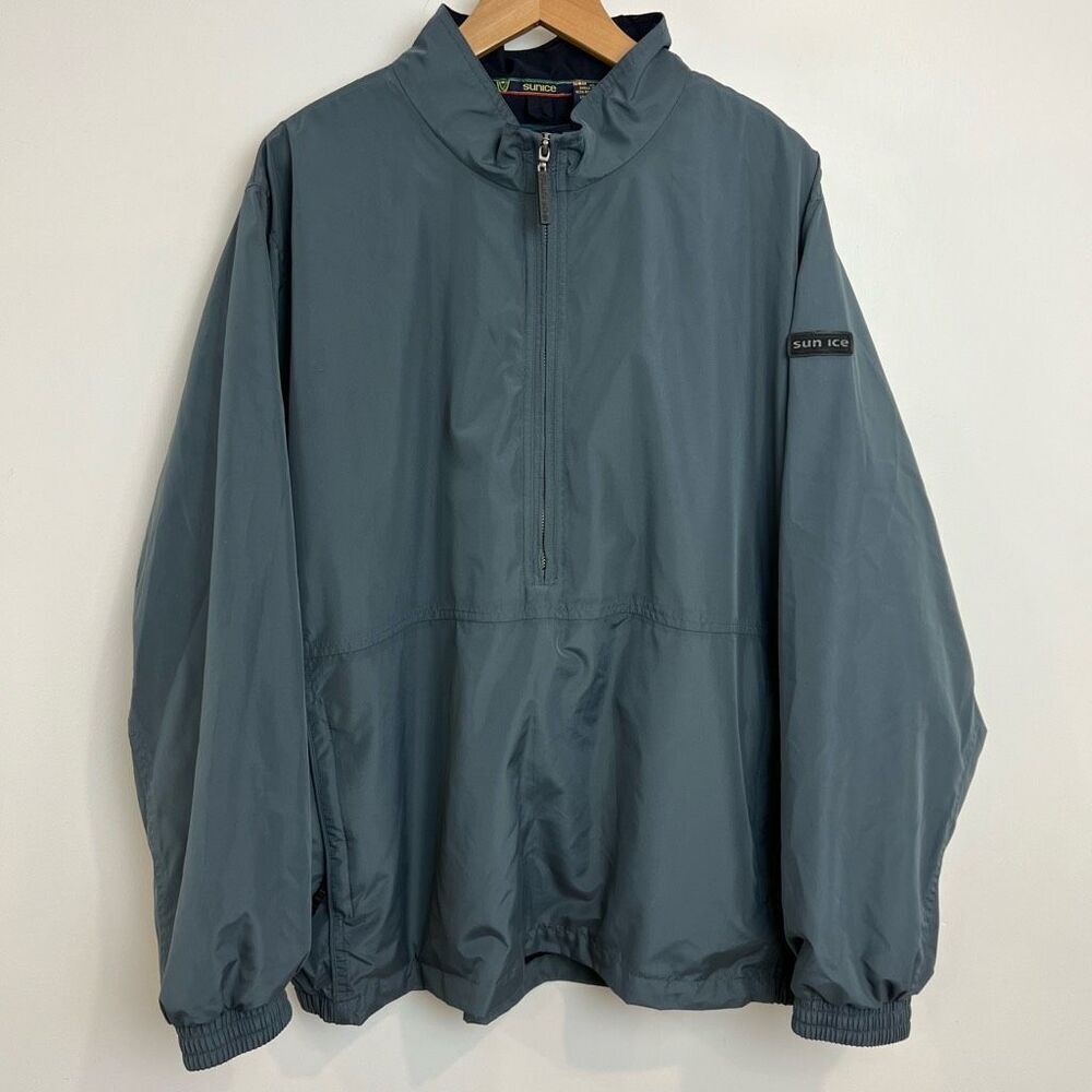 Sunice Vintage Golf 1/2 half Zip Windbreaker Pocket Gray Mens XXL 2XL 80s Jacket